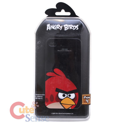 Rovio Angry Birds Apple i Phone 4G / 4GS Case -Hard Case : Red Bird on Black